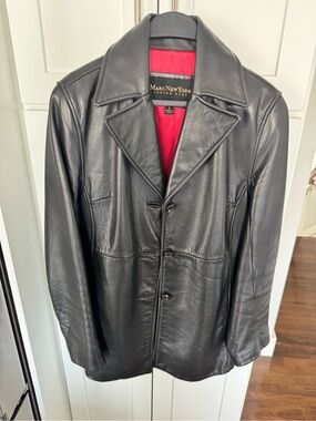 Marc New York Woman’s Black Leather Jacket (hip length)